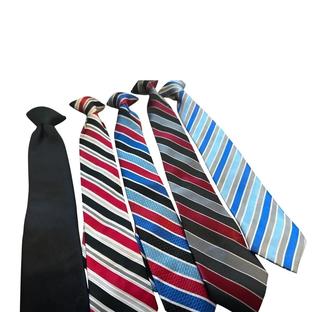 Wonder Nation Class Club Boys Clip-On Necktie Lot 9pc Multicolor Striped Novelty